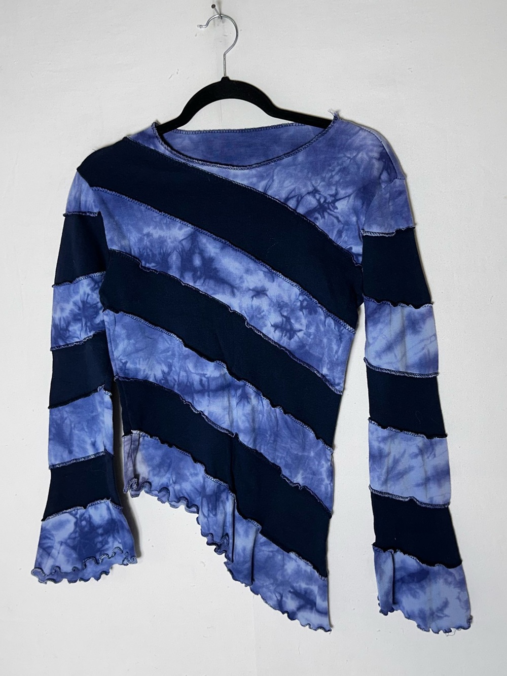 Vintage Fairy Grunge Exposed Seam Tie Dye Cotton Long Sleeve Top S Whimsigoth